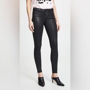 Paige Skinny Jeans, 28, Coated Black Silk